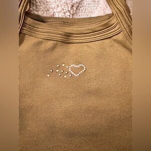Green heart bling crop top